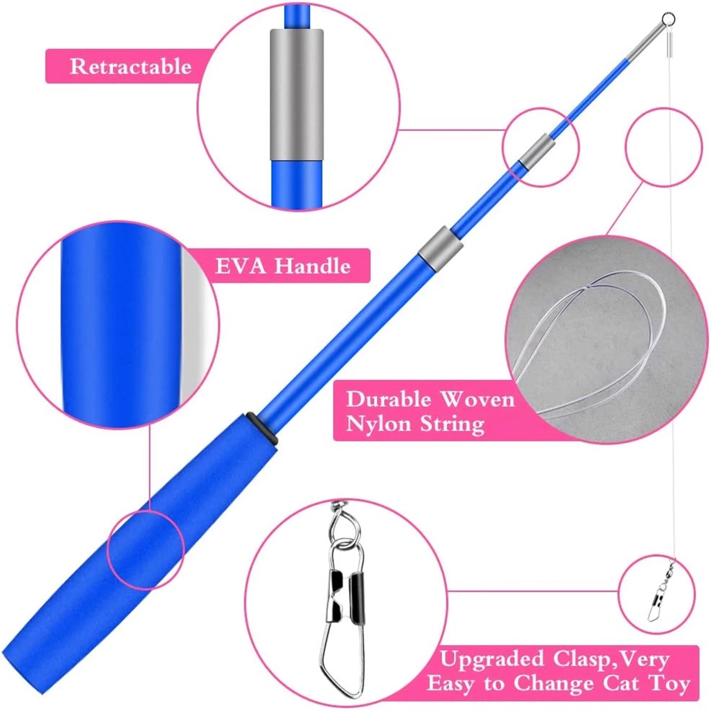 Unleash the Fun! πΎ 13PCS Cat Feather Teaser Refills + 2PCS Retractable Wands for Endless Playtime! ππ±β¨