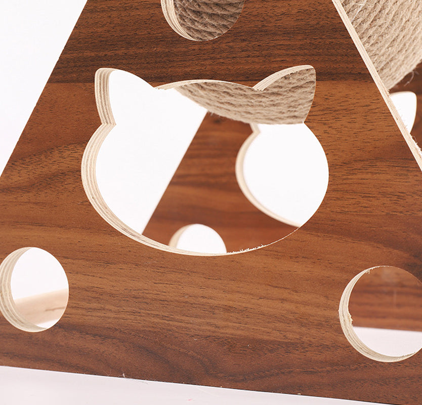 Cat Scratcher Sisal Rope Ball Cat Scratching Post Wood Stand Anti-Scratch Toy for Cats