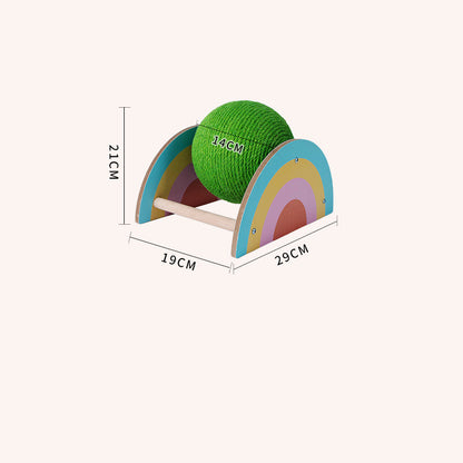 Cat Scratcher Sisal Rope Ball Cat Scratching Post Wood Stand Anti-Scratch Toy for Cats