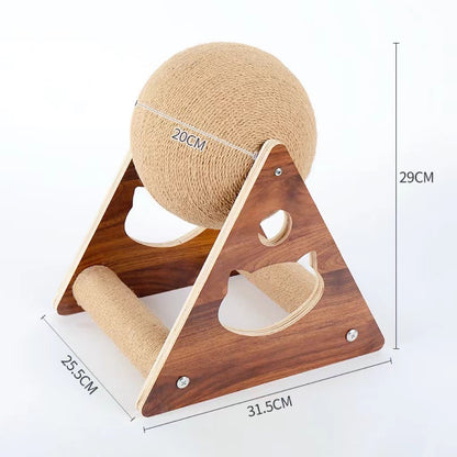 Cat Scratcher Sisal Rope Ball Cat Scratching Post Wood Stand Anti-Scratch Toy for Cats