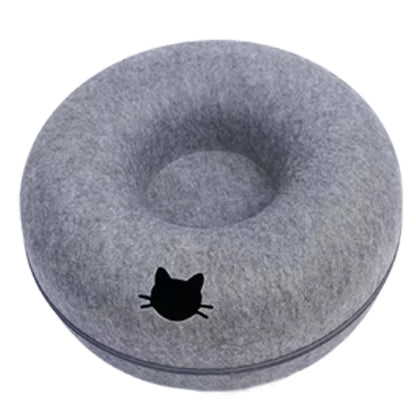 Cozy 2-in-1 Donut Bed & Play Tunnel for Cats – Perfect Hideaway & Interactive Fun! 🐾✨