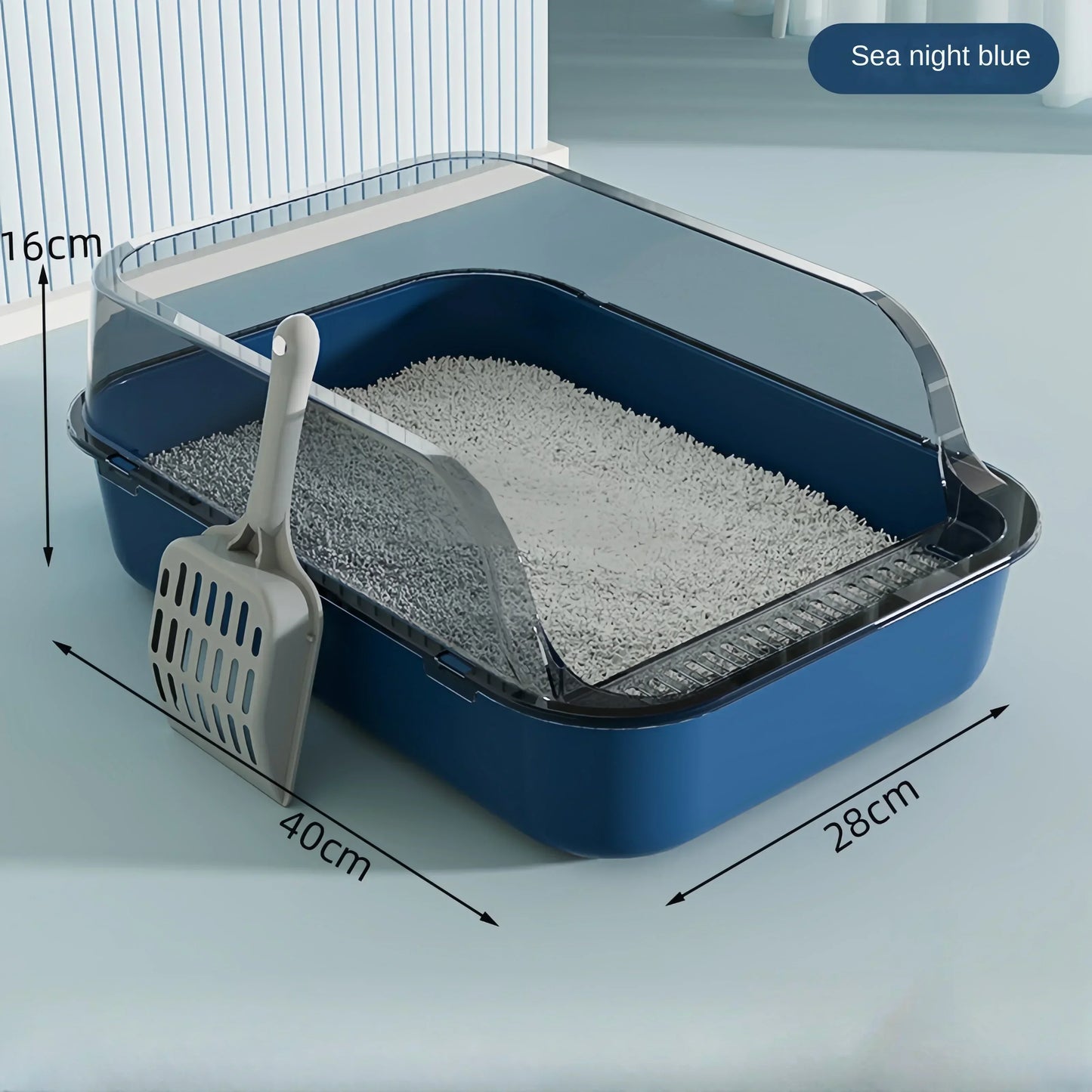 Open Cat Litter Box Thickening Kitty Sandbox Semi-Enclosed High Side Splashproof Pet Bedpans with Litter Scoop Cat Supplies