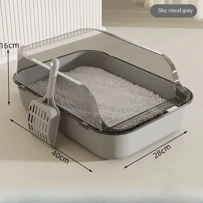 Open Cat Litter Box Thickening Kitty Sandbox Semi-Enclosed High Side Splashproof Pet Bedpans with Litter Scoop Cat Supplies