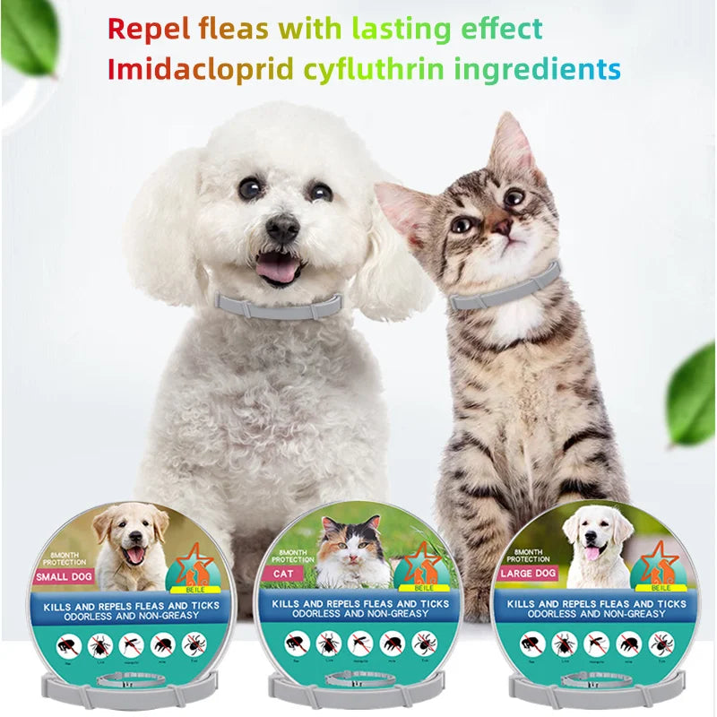 Dog anti Flea and Ticks Cats Collar Pet 8Month Protection Retractable Pet Collars for Puppy Cat Large Dogs Accessories