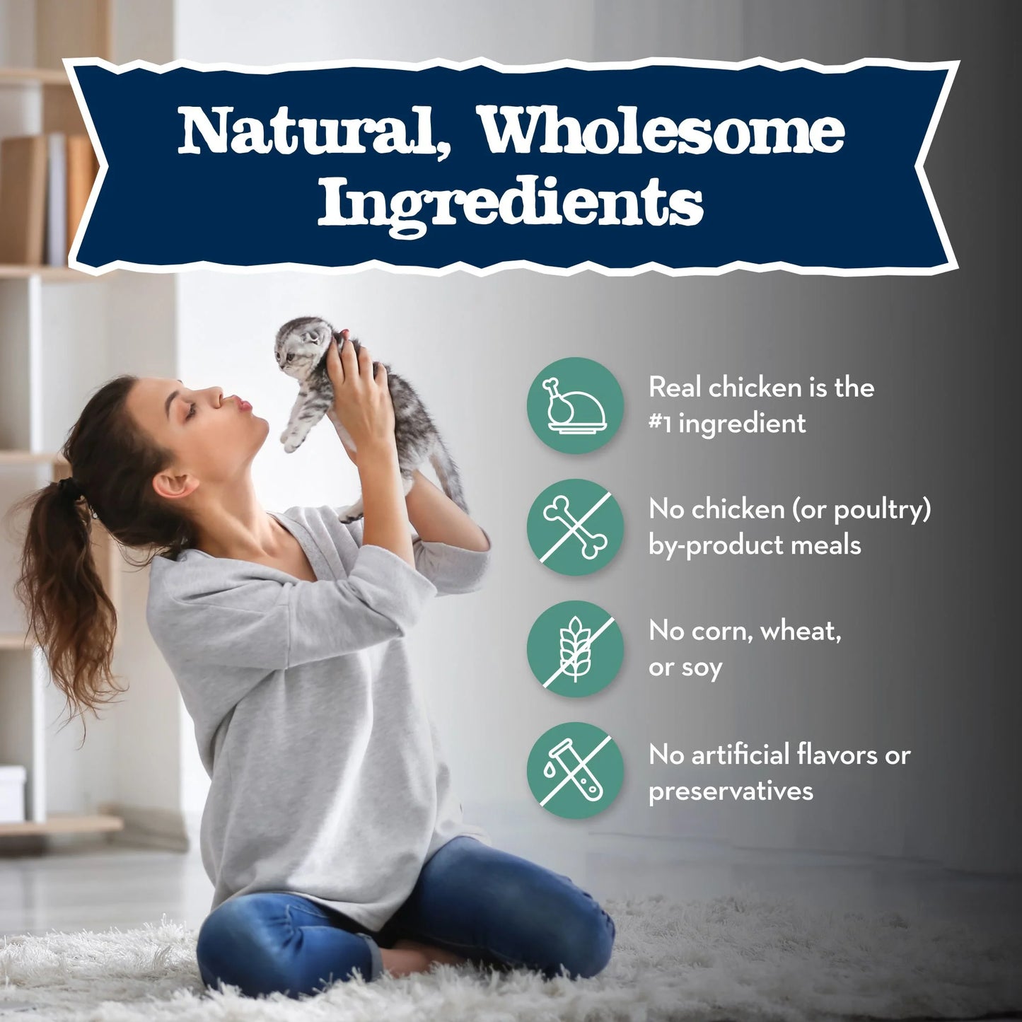 Baby BLUE Natural Kitten Dry Cat Food for Healthy Growth, Chicken, 2-Lb. Bag