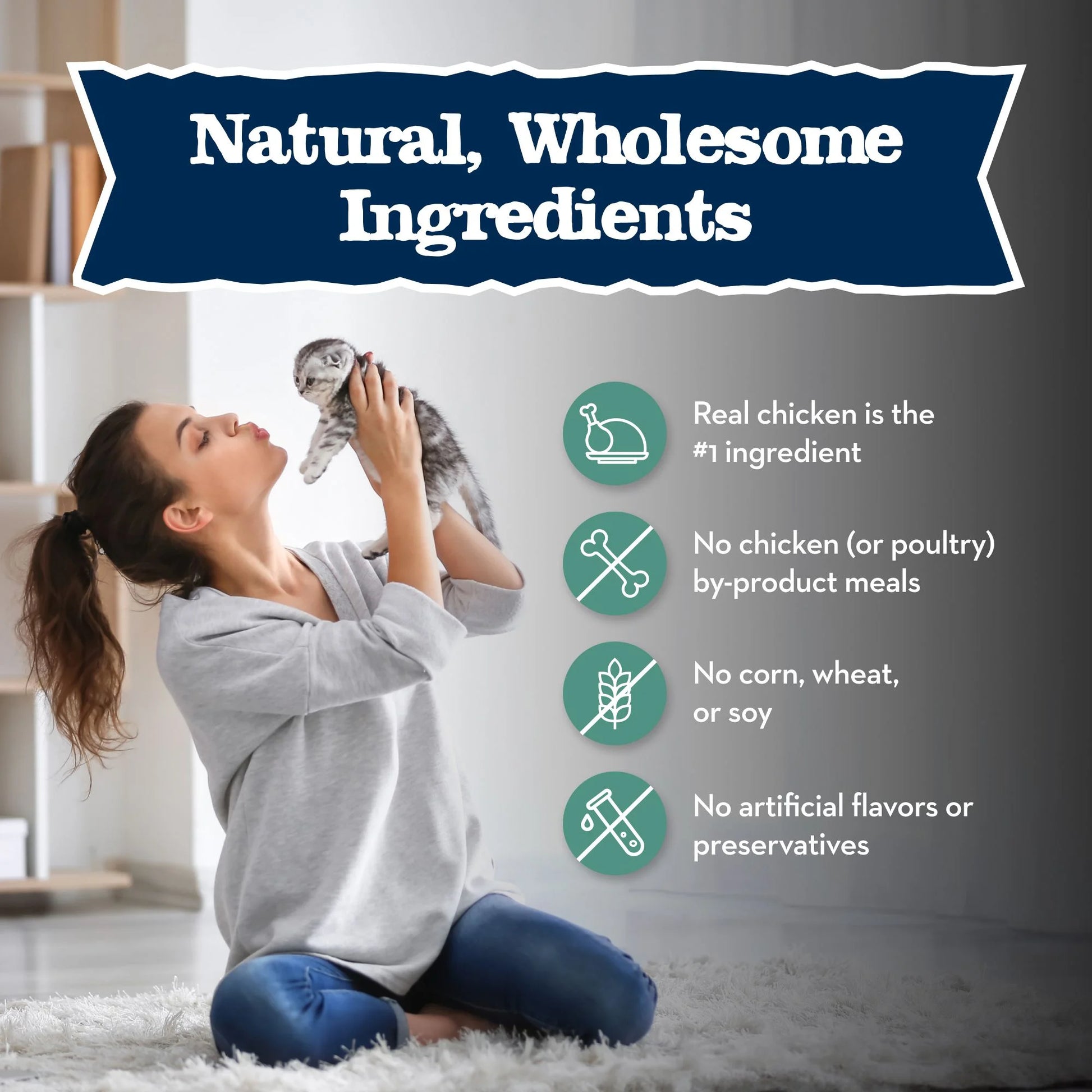 Baby BLUE Natural Kitten Dry Cat Food for Healthy Growth, Chicken, 2-Lb. Bag