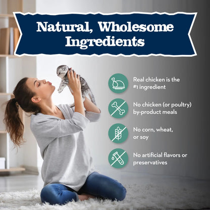 Baby BLUE Natural Kitten Dry Cat Food for Healthy Growth, Chicken, 2-Lb. Bag