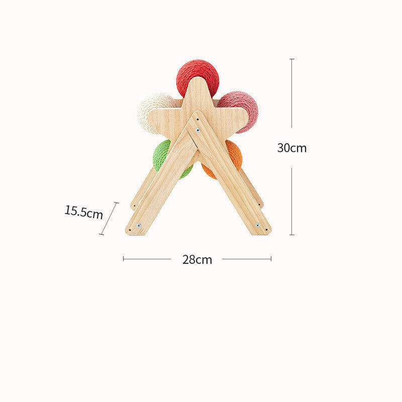 Cat Scratcher Sisal Rope Ball Cat Scratching Post Wood Stand Anti-Scratch Toy for Cats
