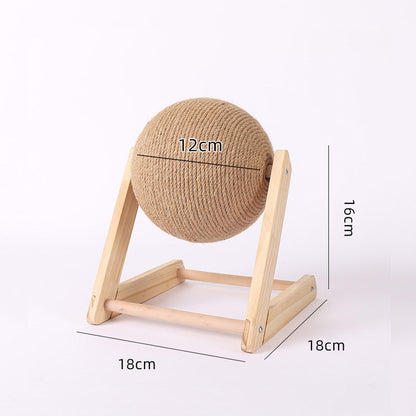 Cat Scratcher Sisal Rope Ball Cat Scratching Post Wood Stand Anti-Scratch Toy for Cats