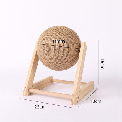 Cat Scratcher Sisal Rope Ball Cat Scratching Post Wood Stand Anti-Scratch Toy for Cats